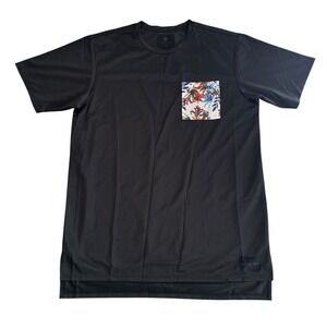 On The Byas Large Black Mesh‎ Floral Pocket Short Sleeve Men's T-Shirt